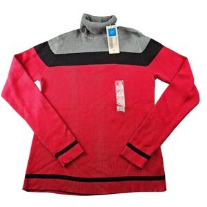 Covington Ribbed Knit Sweater Women's XL Red Colorblock Long Sleeve Turtleneck